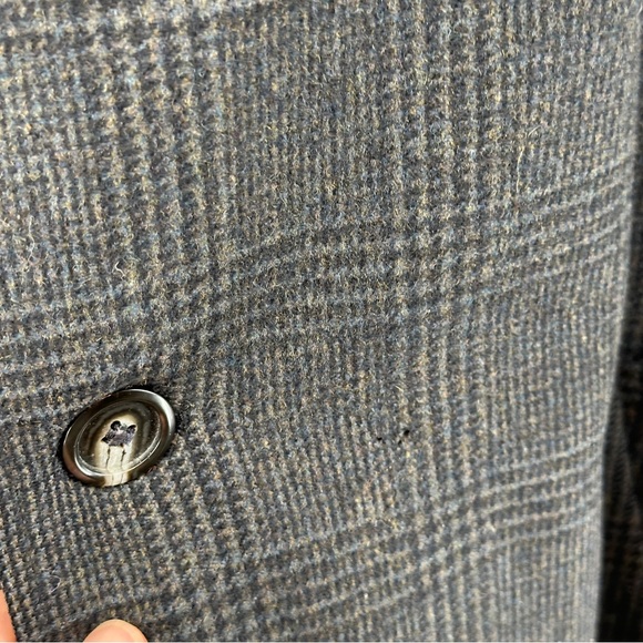 Men's Vintage Gray‎ Glen Plaid Overcoat Wool Coat 42L - Picture 12 of 15